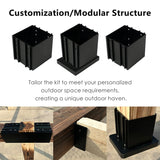 2 Sets DIY Pergola Brackets 3-Way Right Angle Corner Bracket, Gazebo Hardware Kits for Outdoor Patio Pergola Extension Wood Stand Kit Kozyard