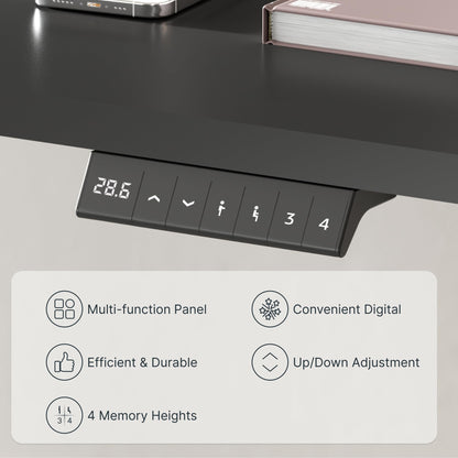 FLEXISPOT EN2 Electric Stand Up Desk 55 x 28 Inches Whole-Piece Desktop Height Adjustable Standing Desk with Desk Clamp Power Strip, Cable Management (White Frame + 55" Black Desktop, 2 Packa - WoodArtSupply