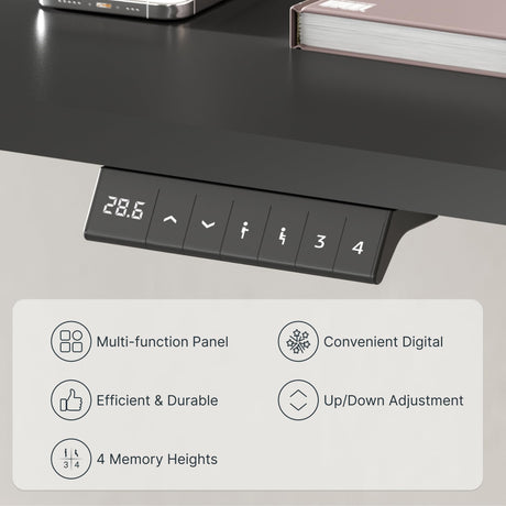 FLEXISPOT EN2 Electric Stand Up Desk 55 x 28 Inches Whole-Piece Desktop Height Adjustable Standing Desk with Desk Clamp Power Strip, Cable Management (White Frame + 55" Black Desktop, 2 Packages) FLEXISPOT