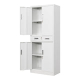 CJF Metal Storage Cabinets with Drawer and Adjustable Shelves, Locking Storage Cabinet for Pantry Kitchen Home Office Garage Living Dining Room (White) CJF