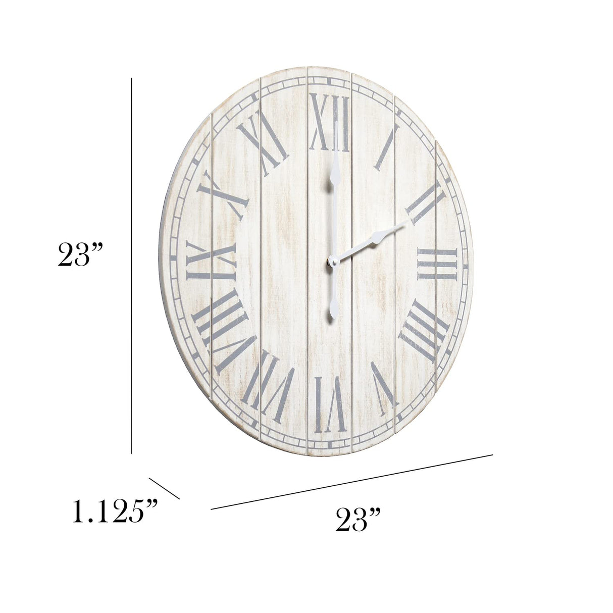 Elegant Designs HG2003-WWH Wood Plank 23" Large Coastal Rustic Wall Clock, White Wash Elegant Designs