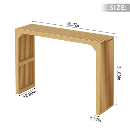 ROOMTEC Narrow Console Tables for Entryway, 46" Solid Wood Console Table Behind Couch, Farmhouse Entryway Table with Storage, Console Tables for Living Room, Hallway, Foyer (Nature, Console T - WoodArtSupply