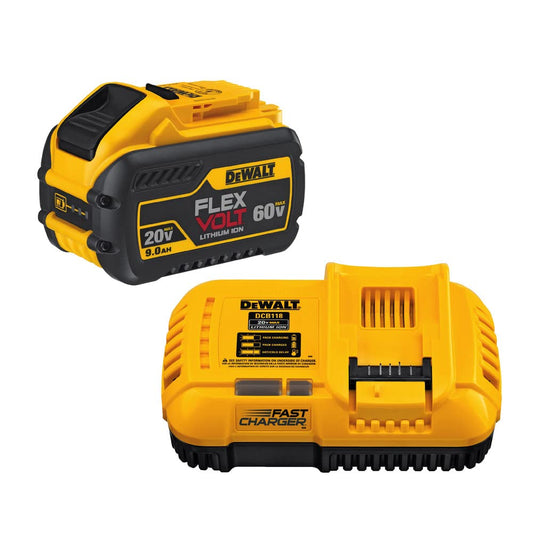 DEWALT 60V MAX* FLEXVOLT Lithium Battery with Charger, 9-Ah (DCB118X1) - WoodArtSupply