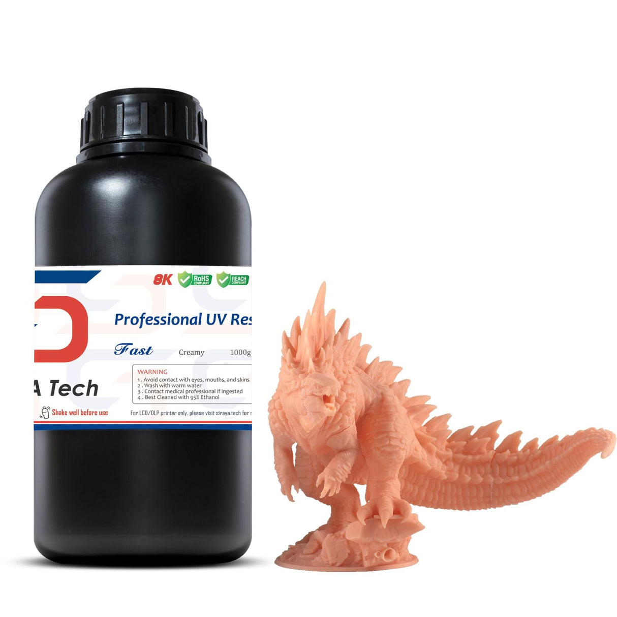 Siraya Tech Fast ABS-Like 3D Printer Resin 405nm UV-Curing Non-Brittle High Precision 3D Printing Liquid Standard Photopolymer Resin for LCD DLP 3D Printing 8K Capable (Creamy, 1kg) Siraya Tech