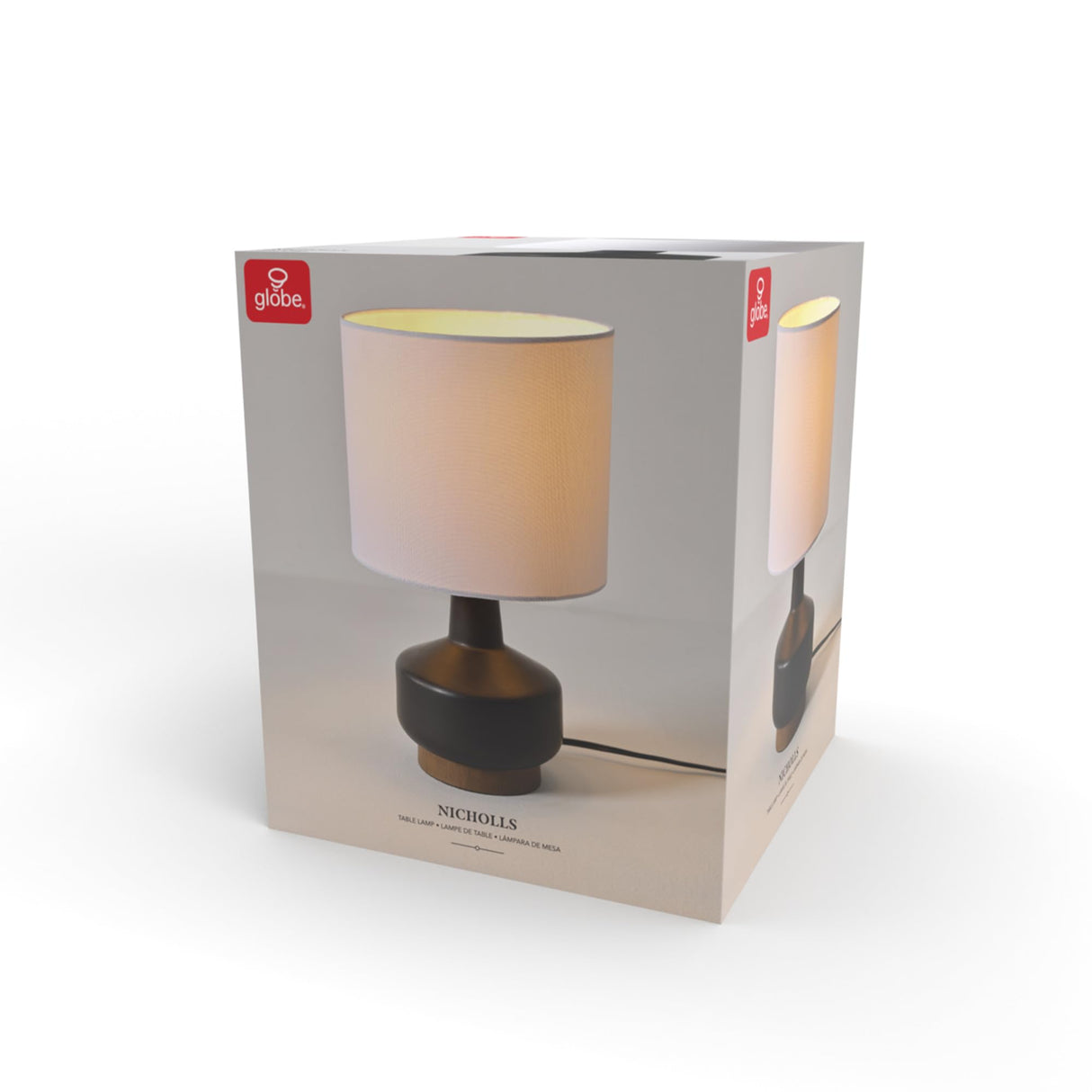 Globe Electric 61000049 17" Ceramic Table Lamp, Soft Beige Finish, White Linen Shade, On/Off Rotary Switch on Socket, Table Lamp for Living Room, Home Décor, Lamps for Bedroom, Room Décor Globe Electric