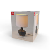 Globe Electric 61000049 17" Ceramic Table Lamp, Soft Beige Finish, White Linen Shade, On/Off Rotary Switch on Socket, Table Lamp for Living Room, Home Décor, Lamps for Bedroom, Room Décor Globe Electric