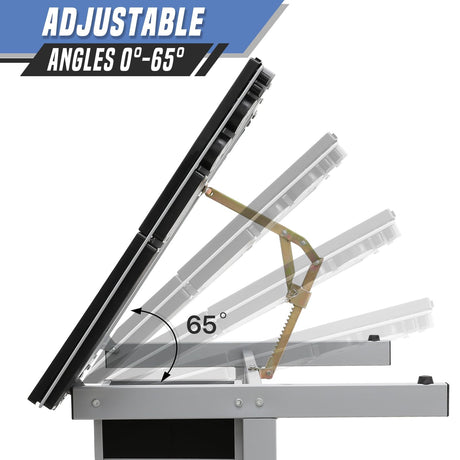 SFIHOME Adjustable Drafting Table & Stool Set, Art Desk with Additional Slide-Out Table Design, Versatile Drawing Table with Storage, for Art, Drafting and Creative Tasks, Natural SFIHOME