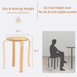 Wood Stools, Set of 2 Wooden Stackable Stool Extra Seating for Kids, Guests, Portable Round 16.5-Inch, Counter Height Stools for Living Room, Backyard, Classroom, Kitchen, Pland Stand, Apartment WINZONE