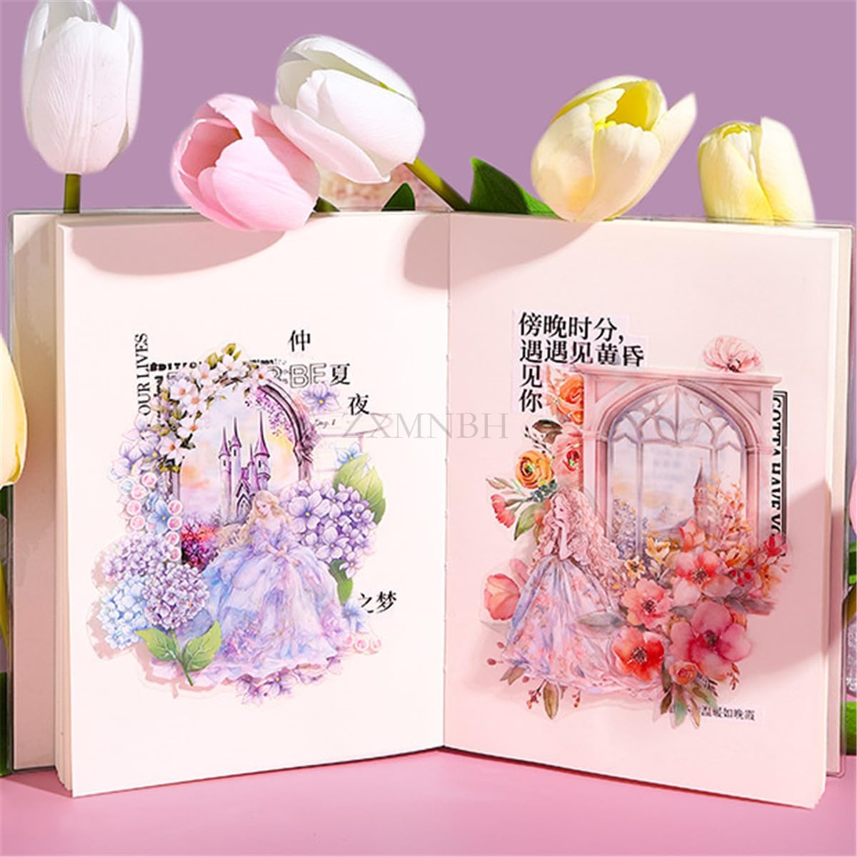 ZXMNBH 20 Pcs/Pack Fairy Princess PET Stickers for Scrapbooking Kit Waterproof Clear Sticker Junk Journaling Supplies Journals Diary Planner Collage Laptop Paper Crafts ZXMNBH