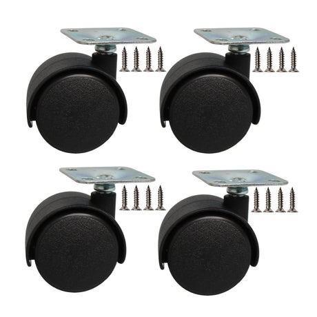 Dalyndar 1.5 Inch Furniture Caster Swivel Wheels Replacement Universal for Cart Desk Table Drawer Cabinet Wood Storage Box, Set of 4pcs Small Nylon Plate Castor Rollers with Stainless Steel Screws Dalyndar