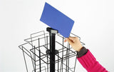 Displays2go 59" Tall Metal Wire Rotating Magazine Rack with 16 Pocket and Sign Holder - Black (WSFM416PB) Displays2go