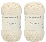 [ Set of 2 Skeins ] SMC Catania Originals 100% Mercerized Cotton Yarn, Total 3.52 Oz. Each 1.76 Oz (50g) / 136 Yrds (125 m) Amigurumi Yarn Fine-Sport 2 (130 Cream) Generic