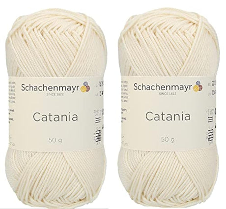 [ Set of 2 Skeins ] SMC Catania Originals 100% Mercerized Cotton Yarn, Total 3.52 Oz. Each 1.76 Oz (50g) / 136 Yrds (125 m) Amigurumi Yarn Fine-Sport 2 (130 Cream) Generic