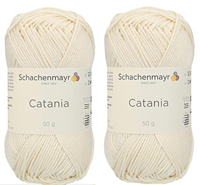 [ Set of 2 Skeins ] SMC Catania Originals 100% Mercerized Cotton Yarn, Total 3.52 Oz. Each 1.76 Oz (50g) / 136 Yrds (125 m) Amigurumi Yarn Fine-Sport 2 (130 Cream)