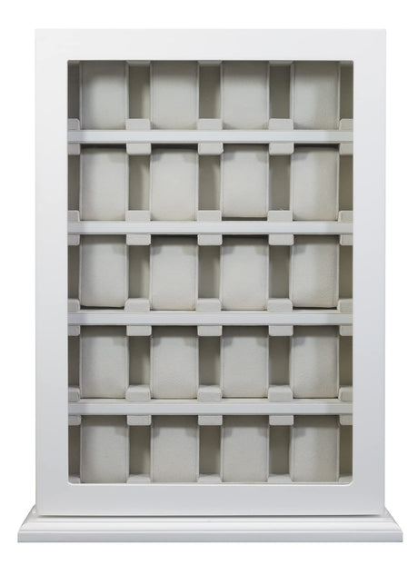 TimelyBuys 20 Piece White Wood Watch Display Wall Hanging Case and Storage Organizer Box and Stand for Oversized Watches TIMELYBUYS