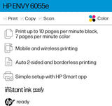 HP ENVY 6055e Wireless Color All-in-One Printer with 3 Months Free Ink with HP+ (223N1A) (Renewed) HP