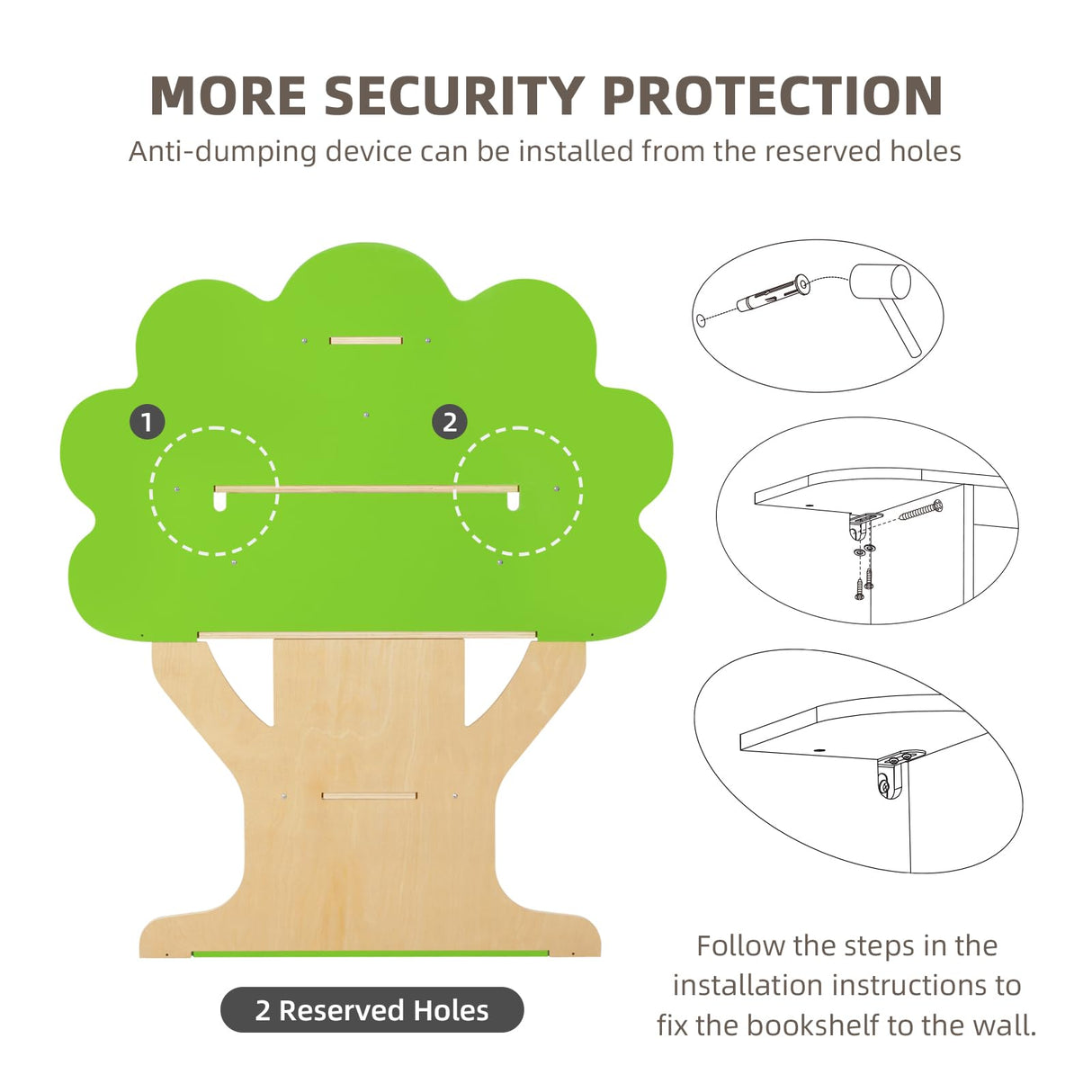 OOOK Kids Bookcase Tree Bookshelf for Kids Reading Nook, Montessori Book Shelf for Classroom, Kids Room, Playroom, Nursery OOOK