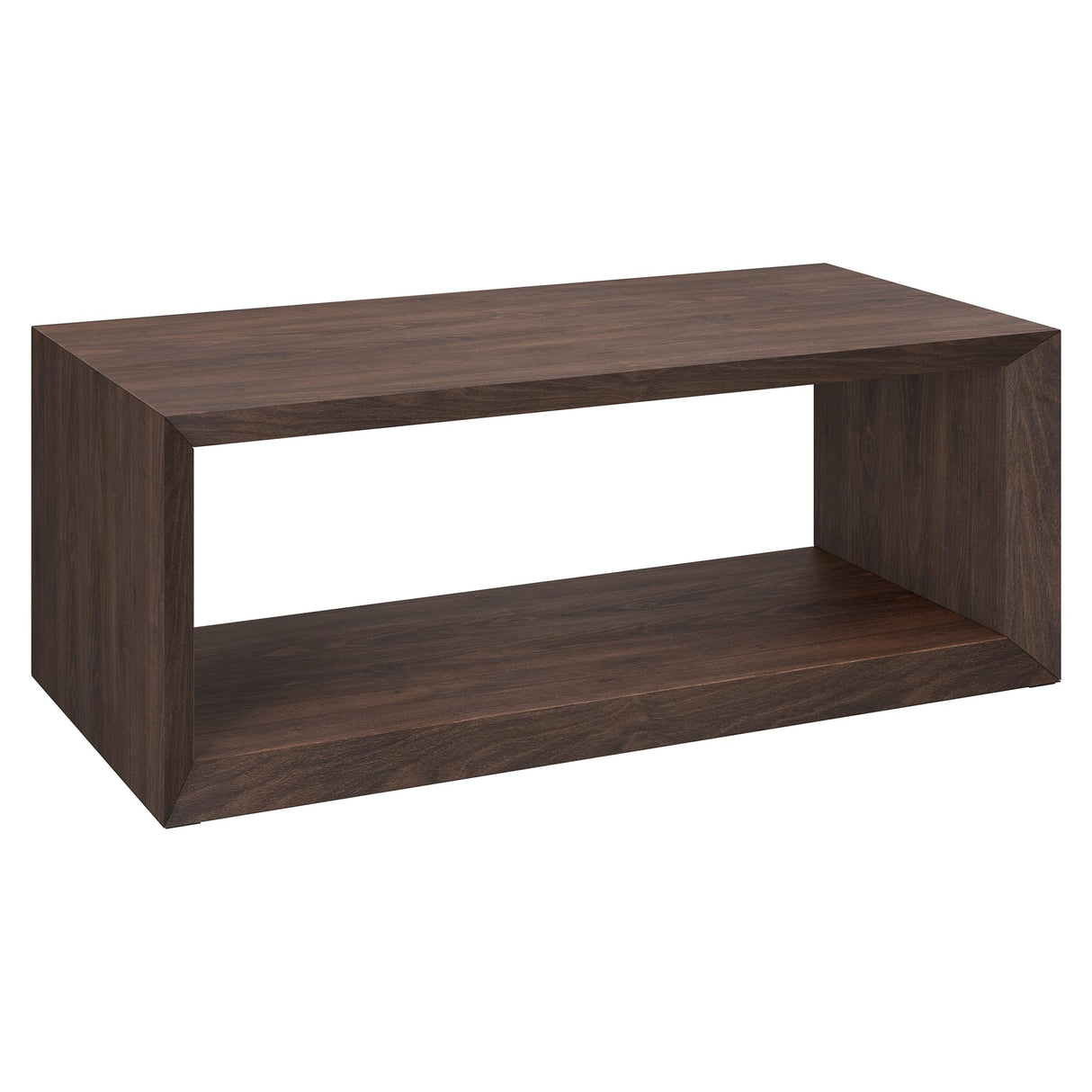 Henn&Hart 48" Rectangular Coffee Table with Open Storage Shelf for Living Room, Family Room, or Office, Alder Brown Henn&Hart