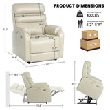 EONIX Dual Motor Lay Flat Power Lift Recliner Chair for Elderly, Breathable Leather Electric Lift Chairs for Adults, 400lbs Heavy Duty Power Recliner with Heat and Massage, SLRY003061, Cream White EONIX