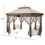 Tangkula 10 x 12 Ft Patio Gazebo, Heavy Duty Octagonal Gazebo Canopy w/Netting Sidewalls & Sturdy Steel Frame, Double Roof Vented Gazebo Canopy Tangkula