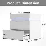 YESHOMY Nightstand with LED Light and Charging Station, Endtable with 2 Drawers, Bedside Table with Large Capacity, for Bedroom, Set of 2, 21.2" Height, White YESHOMY