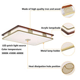 Dimmable Modern LED Ceiling Light, 38'' Large Rectangular Ceiling Lamps with Remote Control, Wood Flush 3000K-6000K Mount Light Fixtures for Living Room Dining Room Bedroom kangten