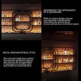 Large Wine Storage Rack Wall Mounted With LED Light With Wine Glass Holder, Heavy Duty Iron Bar Liquor Shelf,Floating Wall Wine Shelves,Bar Liquor Bottle Display Shelf For Kitchen Bar Decoration(350*1 IRHIGBGX