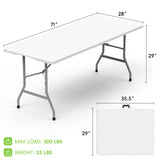 HLPB 6ft Folding Table with Handle & Safety Locks - Portable Picnic & Camping Table, Indoor/Outdoor Dining & Work Table for Weddings & Parties Plastic Construction HLPB