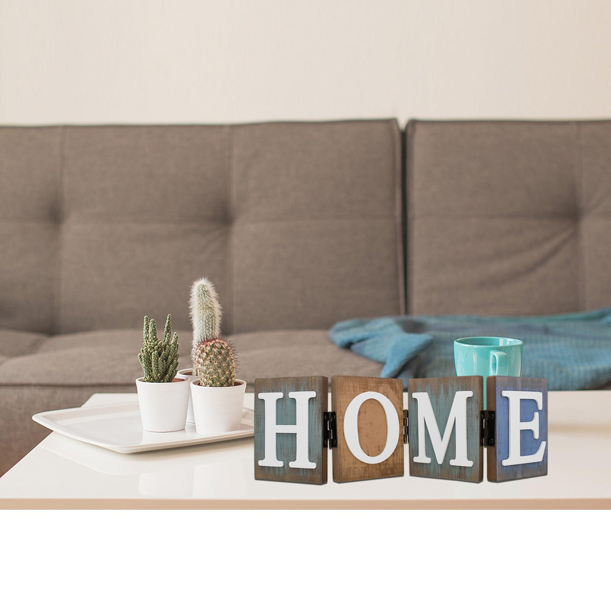 Aecipl Wooden Home Sign Rustic Decorative Letters Freestanding Letter Centerpiece Folding Word Sign Wood Farmhouse Decor for Tabletop Shelf Mantel Entryway Kitchen (Home) Aecipl