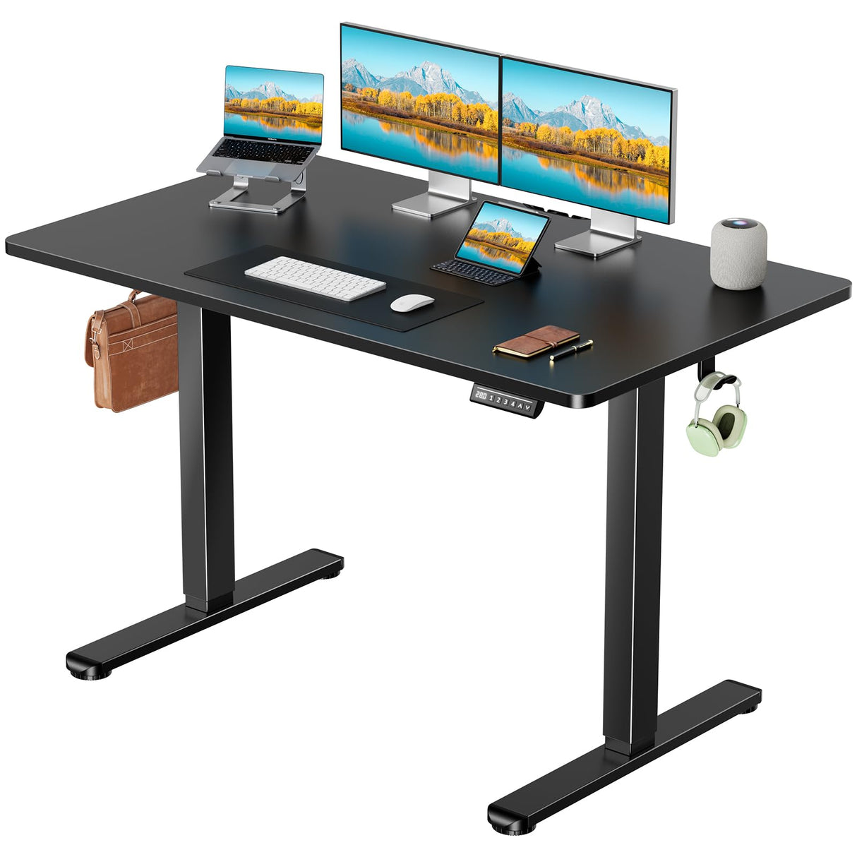Marsail Electric Standing Desk with One-Piece Desktop,48 x 30 inch Height Adjustable Office Gaming Computer Desk with Deeper Tabletop,Home Office Stand up Desk with 4 Memory Presets, Desk for Bedroom Marsail