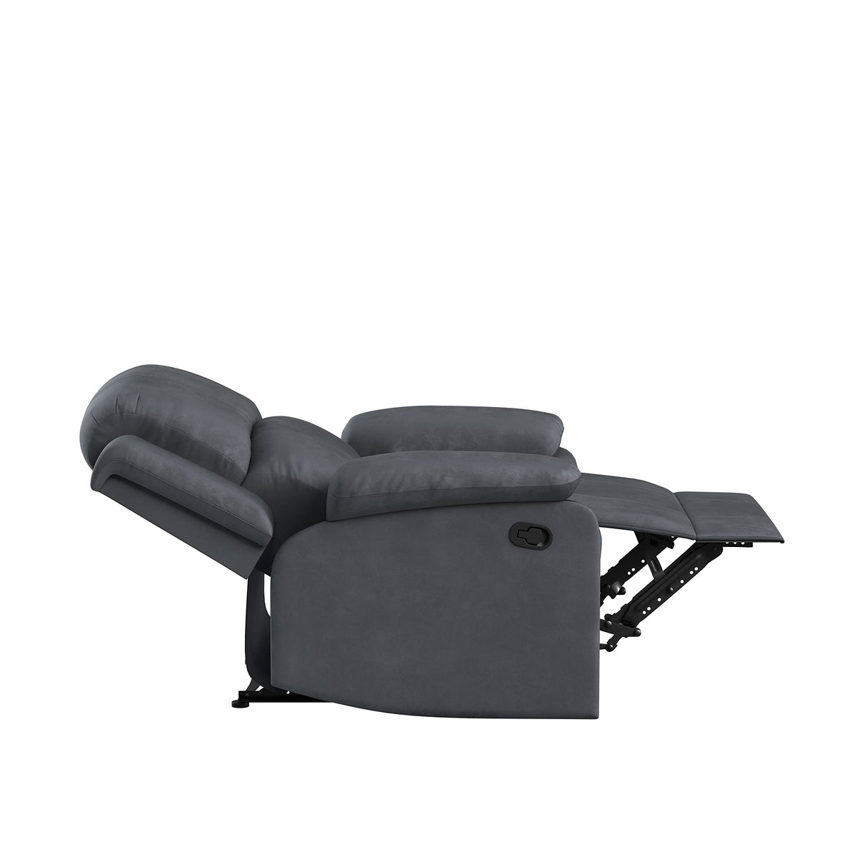 Relax-A-Lounger Drew 34.75" Manual Pull Handle Recliner, Modern Overstuffed, Pocket Coil Comfort, Soft Microfiber Fabric, Java Relax-A-Lounger