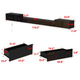 MOUMON Floating TV Console Media Console with High Gloss Drawers & Lights, Modern Wall Mounted TV Stand Floating Media Center for Living Room Black (110.2”W x 11.8”D x 9.4”H) MOUMON