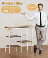 Artibear 4-Tier Kitchen Microwave Oven Stand, Adjustable Coffee Bar Station for Small Appliance, Baker's Rack with 4 Hooks & 5 Storage Shelves, Utility Rack for Kitchen, Living Room, Office, White Artibear