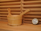 amocane Sauna Wooden Bucket and Ladle Kit, Sauna Accessories with Thermometer for Any Barrel or Steam Sauna & SPA (Hemlock Wood Color) amocane