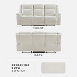 Lexicon Manual Double Reclining Sofa, Polished Microfiber Upholstered 3 Seater Manual Sofa Recliner for Living Room, Wall Hugger, Easy Assembly, Beige Lexicon