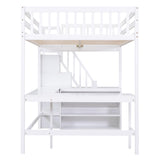 Harper & Bright Designs Multifunctional Full Size Loft Bed with Stairs and Desk in White Harper & Bright Designs