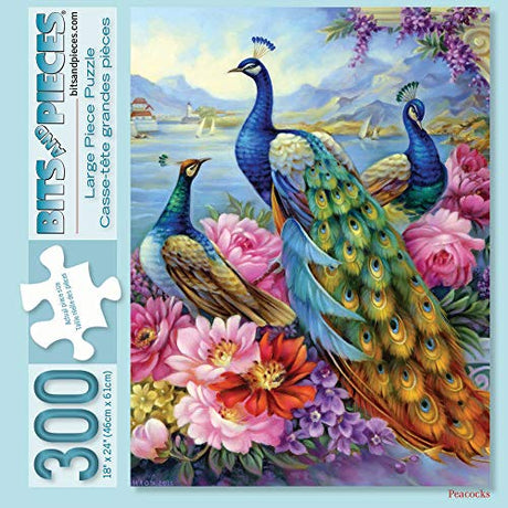 Bits and Pieces Jigsaw Puzzles for Adults 300 Pieces - Peacocks Fantasy Bits and Pieces