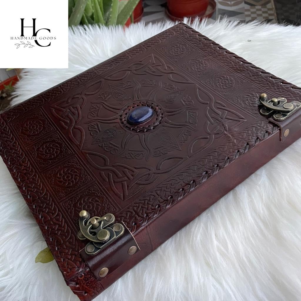 handborncraft Personalized Binder Leather Binder, Custom Binder, Leather 3-Ring Binder, Leather Portfolio Men, Wedding Planner, Sun with Stone Leather Binder, Office Gifts, Corporate Gift handborncraft