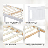 VINGLI Wood Twin Bed Frame with Headboard, Stylish Modern White Platform Single Panel Bed, No Box Spring Needed Wooden Slat Support Mattress Foundation VINGLI