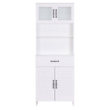 Spirich Tall Bathroom Storage Cabinet, Floor Storage Cabinet with Double Doors and Drawers, Freestanding Wood Cabinet for Bathroom, Living Room, Kitchen, Whtie Spirich
