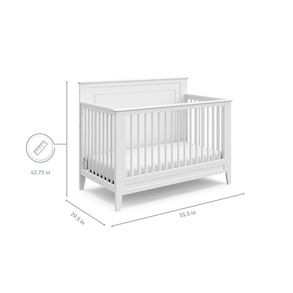 Storkcraft Solstice 5-In-1 Convertible Crib (White) – GREENGUARD Gold Certified, Converts to Toddler Bed and Full-Size Bed, Fits Standard Full-Size Crib Mattress, Adjustable Mattress Support Base storkcraft