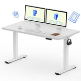 FLEXISPOT EN1 Whole Piece Standing Desk 55 x 28 Inches Stand Up Desk Workstation Home Office Computer Height Adjustable Desk (White Frame + White Top, 2 Packages) FLEXISPOT