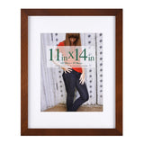 RPJC 11x14 Picture Frames Made of Solid Wood and High Definition Glass Display Pictures 8x10 with Mat or 11x14 Without Mat for Wall Mounting Brown RPJC