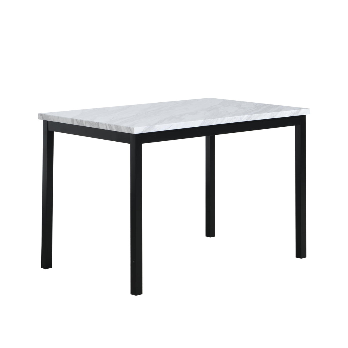 Roundhill Furniture Noyes Metal Dining Table with Laminated Faux Marble Top, Off-White Roundhill Furniture