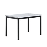 Roundhill Furniture Noyes Metal Dining Table with Laminated Faux Marble Top, Off-White Roundhill Furniture