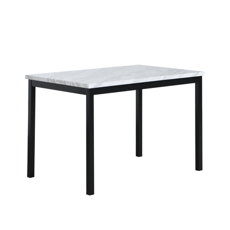 Roundhill Furniture Noyes Metal Dining Table with Laminated Faux Marble Top, Off-White Roundhill Furniture