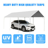 BOUTICOL 10 x 20 Ft Heavy Duty Carport Replacement Canopy Cover Waterproof & UV Protected Garage Top Tent Shelter Tarp Cover with 44 Ball Bungees Cords, Only Top Cover, Grey BOUTICOL