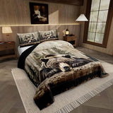 Feelyou Grizzly Bear Comforter Set King Size, Wild Animal Hunting Quilt Set with 2 Pillowcases, Western Cabin Bedding Set 3pcs for Kids Boys Teens Room Decor, Rustic Country Farmhouse Duvet Insert Feelyou