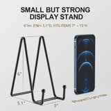 3 Pack 6 Inch Plate Stands for Display Picture - Vinyl Table Top Display, Decorative Metal Frame Holders for Book , Photo and Platter, Tabletop Art, Black 3 Packs HONGYUTAI