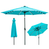 GDY 10Ft Patio Umbrella, Solar Powered 40 LED Lighted Outdoor Table Market Umbrellas with Tilt and Crank, Center Light (Lake Blue)… GDY